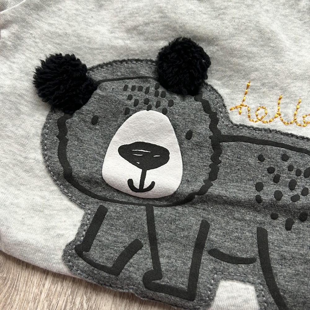 3-6 M Gerber NWOT Onesie Lot Bear and Stripes Gray Neutral Set - Picture 2 of 4